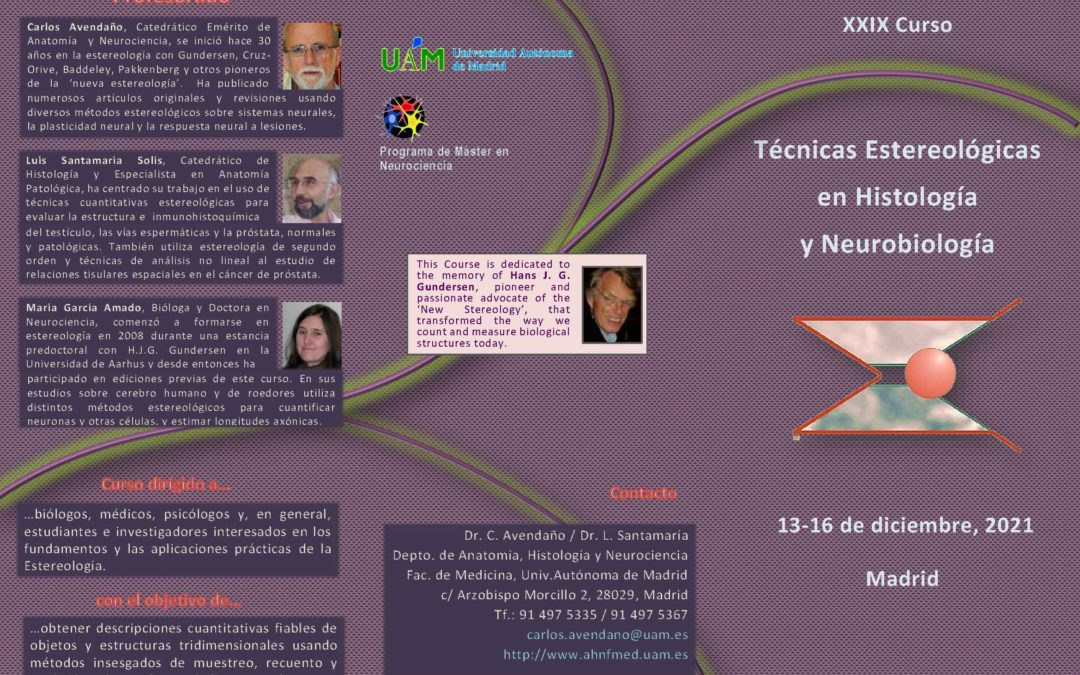 XXIX Curso sobre Técnicas Estereológicas en Histología y Neurobiología